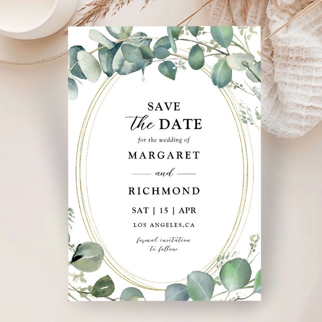 Invitación Eucalyptus Elegant Greenery Wedding Save The Date (Subido por el creador)