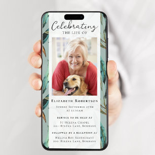 Invitación Eucalyptus Elegant Photo Funeral Digital Evite