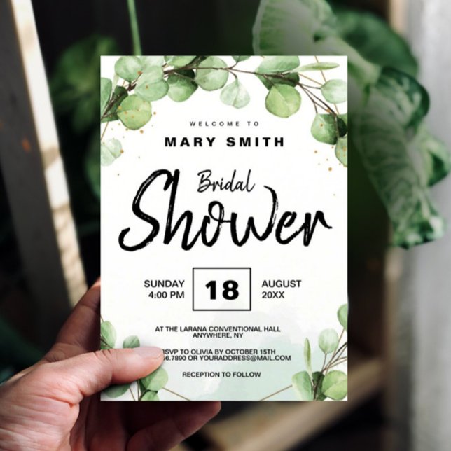 Invitación Eucalyptus Elegant Rustic Simple Bridal Shower (Eucalyptus Elegant Rustic Simple Bridal Shower Invitation, Bridal Brunch, Wedding Shower)