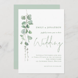 Invitación Eucalyptus Elegante Boda de guión de sabio
