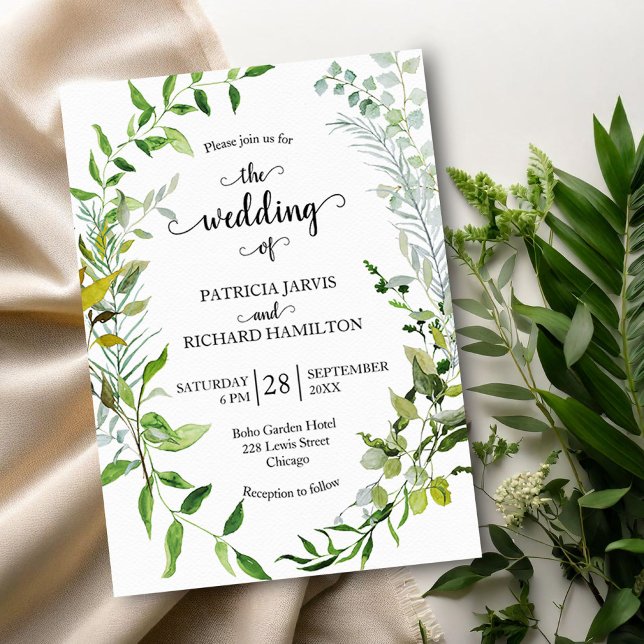Invitación Eucalyptus Elegante Boda de Verdor (Subido por el creador)