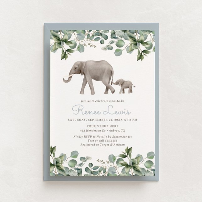 Invitación Eucalyptus Elephant Boy Baby Shower (Subido por el creador)