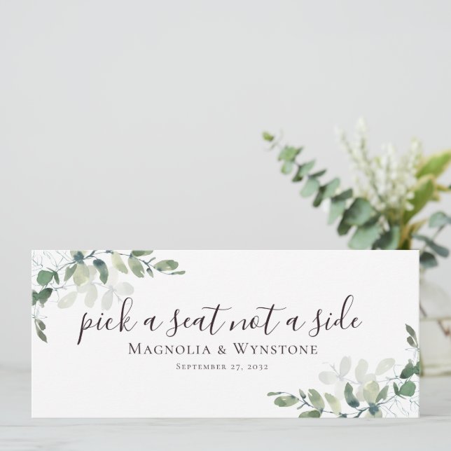 Invitación Eucalyptus elige un asiento no un lado (Anverso de pie)