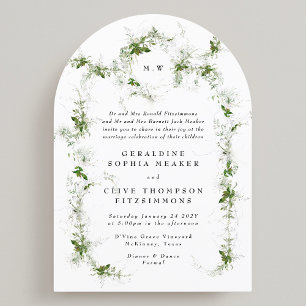 Invitación Eucalyptus Enmarcado Arco Boda Monograma de la Tie