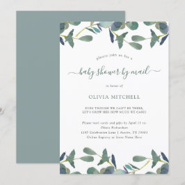 Invitación Eucalyptus Escudo Green deja Baby Shower por corre