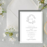 Invitación Eucalyptus Escudo Green Leafy Monograma Boda<br><div class="desc">¡Nos encanta esta moderna y moderna invitación a la boda verde del eucalipto! Sencillo, elegante y muy bonito, tiene una corona de hojas dibujadas a mano que rodea un moderno monograma boda. Está personalizado en una tipografía elegante, acentuado con caligrafía con letras a mano. Por último, se recorta en un...</div>