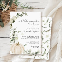 Invitación Eucalyptus Fall White Pumpkin Baby Shower