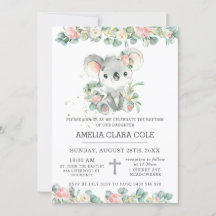 Eucalyptus Floral Cute Koala Baptism Christening