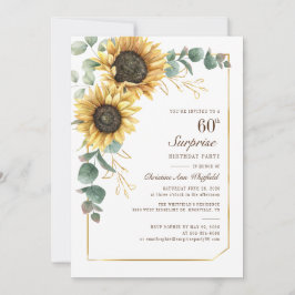 Invitación Eucalyptus Floral Guión de girasol 60 cumpleaños