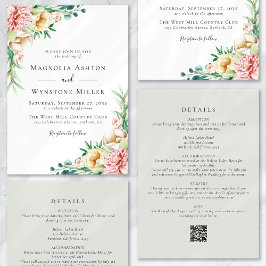 Invitación Eucalyptus Floral Sage Green All in One Boda