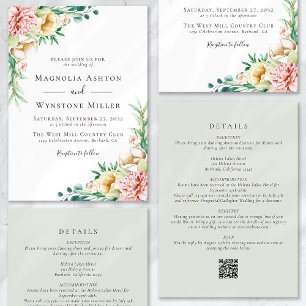 Invitación Eucalyptus Floral Sage Green All in One Boda