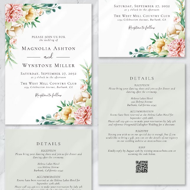 Invitación Eucalyptus Floral Sage Green All in One Boda (Subido por el creador)