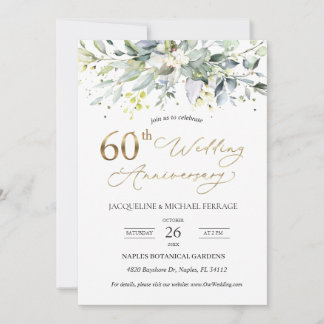 Invitación Eucalyptus foliage 60º Aniversario Boda