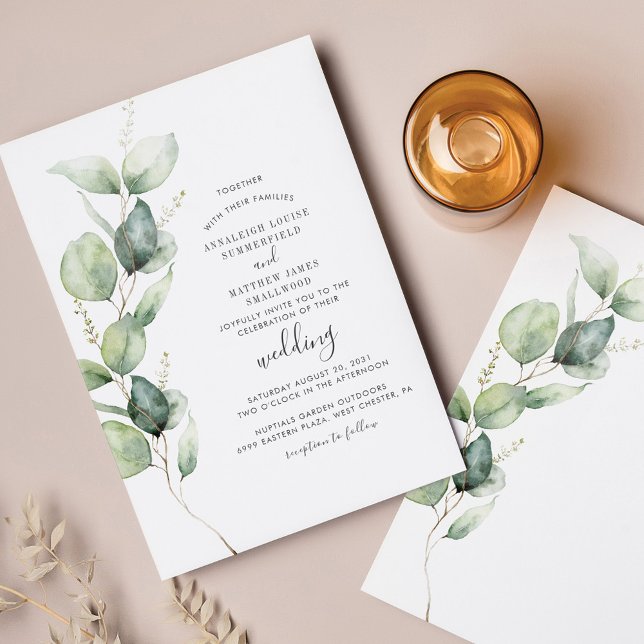Invitación Eucalyptus Foliage Boda de Verdor Botánico (Subido por el creador)