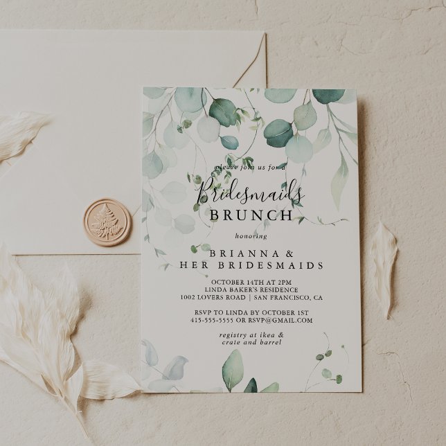 Invitación Eucalyptus Foliage Bridesmaids Brunch Shower (Subido por el creador)