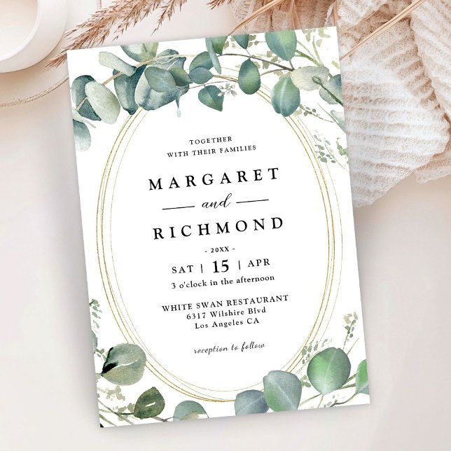 Invitación Eucalyptus Foliage Elegante Boda de Verdor (Subido por el creador)