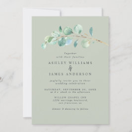 Invitación Eucalyptus Foliage Pastel Boda Verde