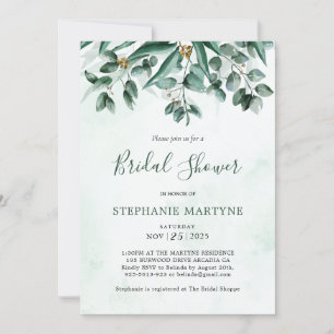 Invitación Eucalyptus Foliage Watercolor Bridal Shower