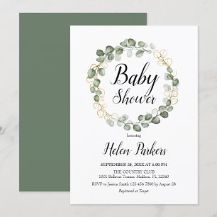 Invitación Eucalyptus Foliage Wreath Baby Shower