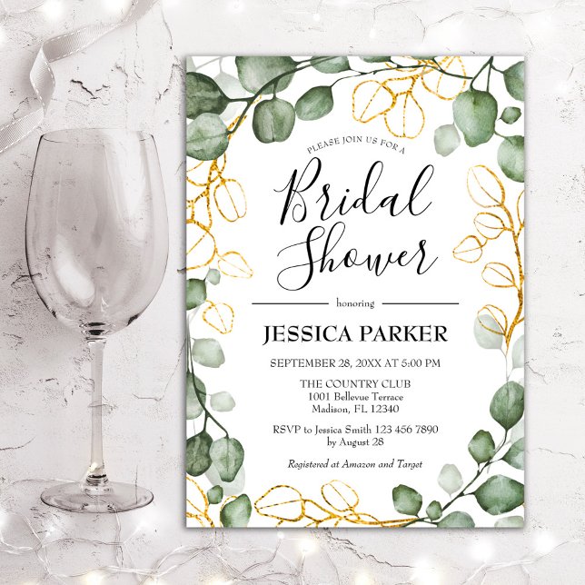 Invitación Eucalyptus Foliage Wreath Bridal Shower (Subido por el creador)