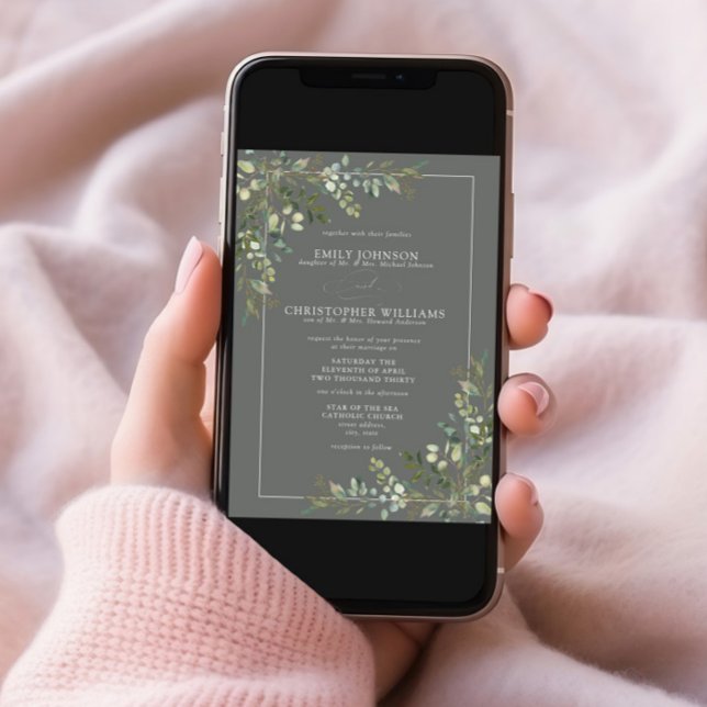 Invitación Eucalyptus formal Boda verde salvia botánica (Subido por el creador)