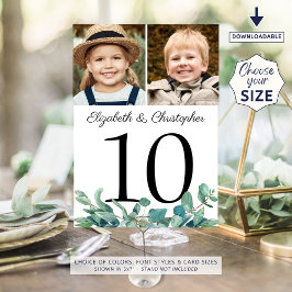 Invitación Eucalyptus Fotos Boda Tabla Número de Rótulo