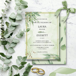 Invitación Eucalyptus Frame Green Gold Folicolor