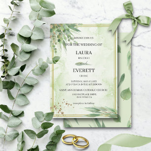 Invitación Eucalyptus Frame Green Gold Folicolor