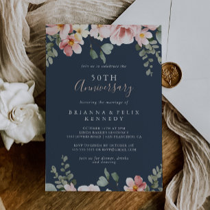 Invitación Eucalyptus Garden Floral 50 aniversario Boda