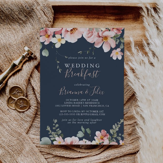 Invitación Eucalyptus Garden Rosa Boda Floral Desayuno (Subido por el creador)