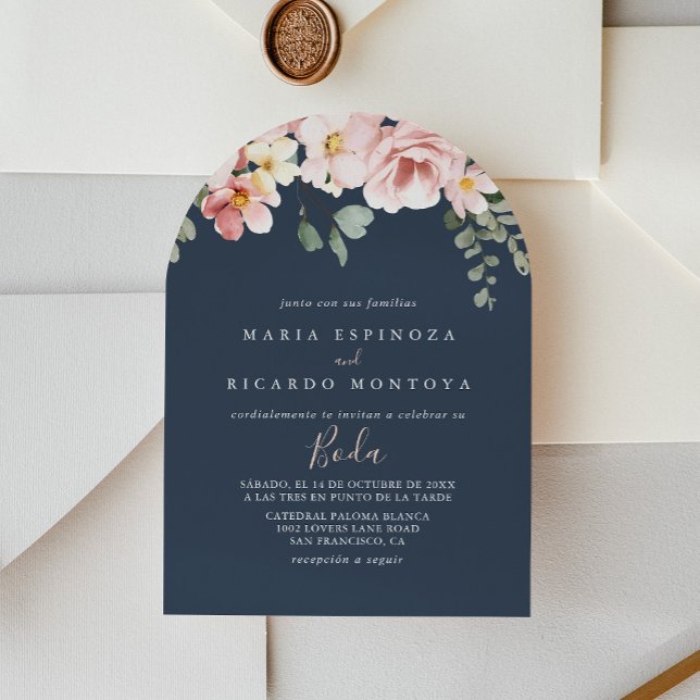 Invitación Eucalyptus Garden Rosa Boda Floral Español (Subido por el creador)