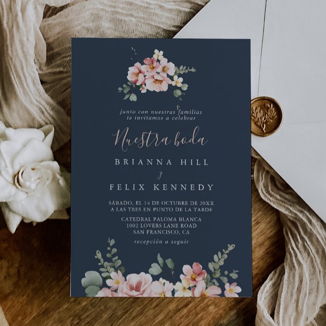 Invitación Eucalyptus Garden Rosa Floral Nuestra Boda Boda (Subido por el creador)