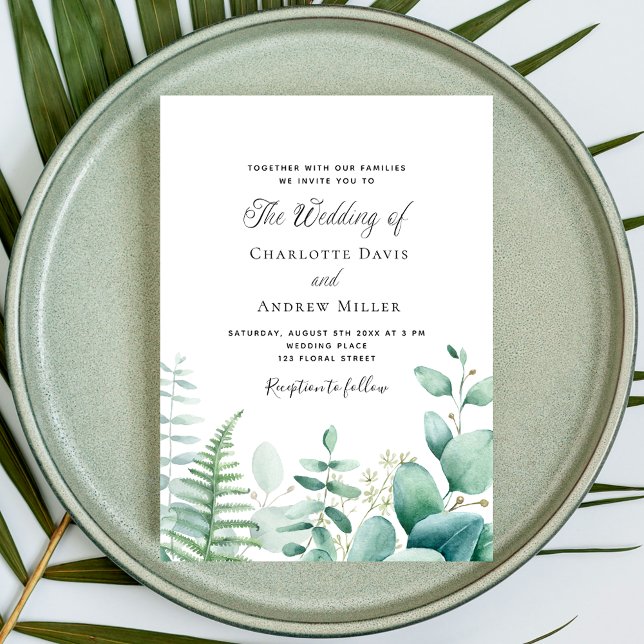 Invitación Eucalyptus geenery woodland helns boda (Subido por el creador)