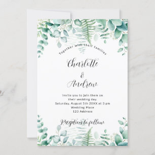 Invitación Eucalyptus geenery woodland helns boda