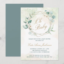 Invitación Eucalyptus Género Geométrico Baby Shower Neutral