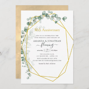 Invitación Eucalyptus Geometric 50º Aniversario Boda