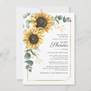 Invitación Eucalyptus Geometric Floral Baby Shower Sunflower