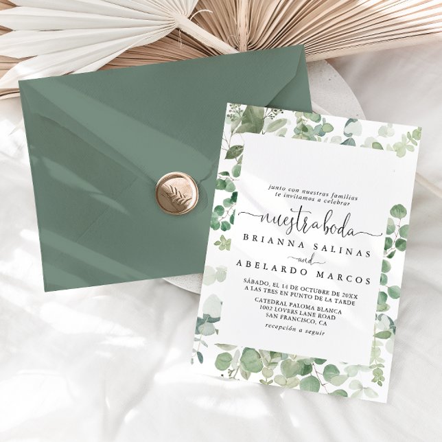 Invitación Eucalyptus geométrico Nuestra Boda Boda (Subido por el creador)