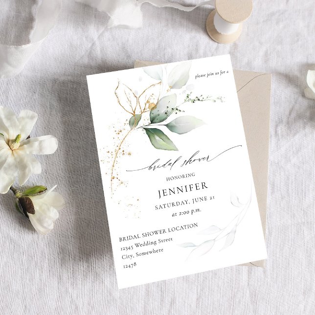 Invitación Eucalyptus Glow Gold Greeneration Bridal Shower (Subido por el creador)