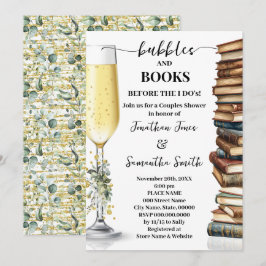 Invitación Eucalyptus Gold Bubbles & Books Couples Shower