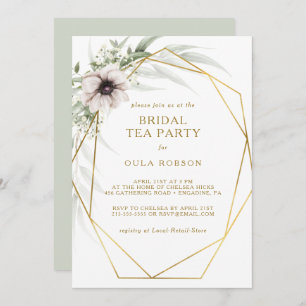 Invitación Eucalyptus Gold Geometric Bridal Tea Fiesta