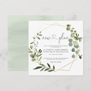 Invitación Eucalyptus Gold Geométrico Boda pospuesto