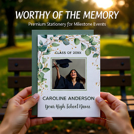 Invitación Eucalyptus Gold Grad Announcement Card