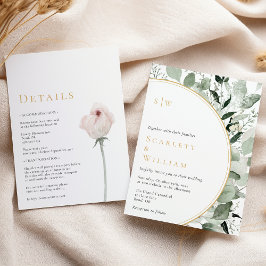 Invitación Eucalyptus Gold Moderno Monograma Boda Todo En Uno