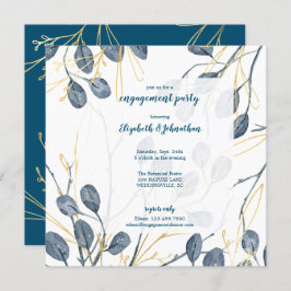 Invitación Eucalyptus Gold Watercolor Garden Engagement Party