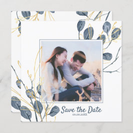 Invitación Eucalyptus & Gold Watercolor Garden Save the Date