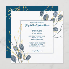 Invitación Eucalyptus Golden Garden Boda Floral