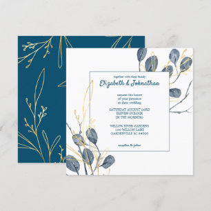 Invitación Eucalyptus Golden Garden Boda Floral