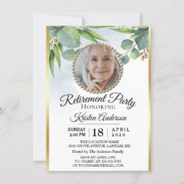 Invitación Eucalyptus Goldish Retirement Fiesta