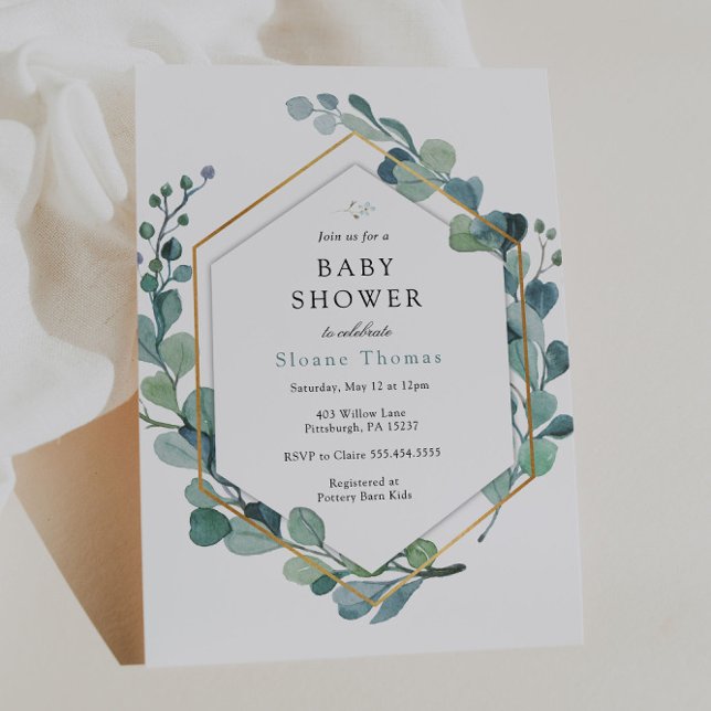 Invitación Eucalyptus Green Baby en Bloom Baby Shower (Subido por el creador)